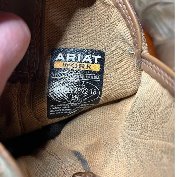 Ariat Work Boots Mens Brown Leather Western Workwear Boots Durable Size 9.5 main image 8
